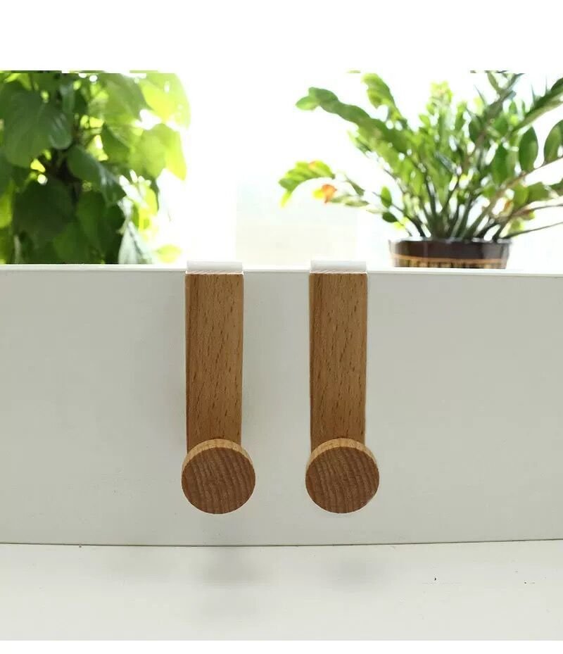 Japanese Style Iron Art Wooden Cabinets Wardrobe Hooks - Image 2