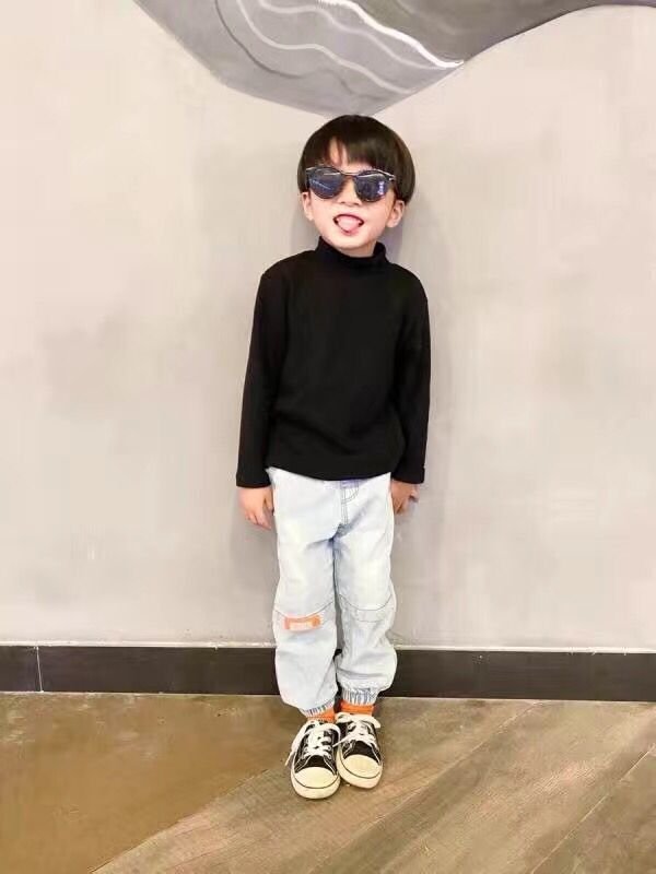 Autumn Winter Long Sleeve T-shirts For Boys And Girls And Cashmere Warm Tops - Image 8