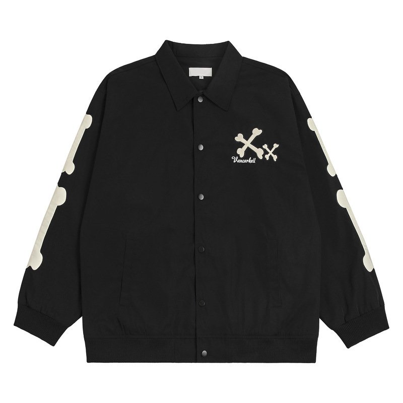 Skull Bone Embroidery Jacket Men's And Women's Coats - Image 5