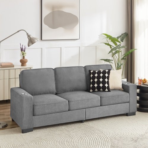 83.86Corduroy Fabric Sofa,Modern Compressed Couch,3-Seater Sofa, Furniture For Living Room,Bedroom,office - Image 7