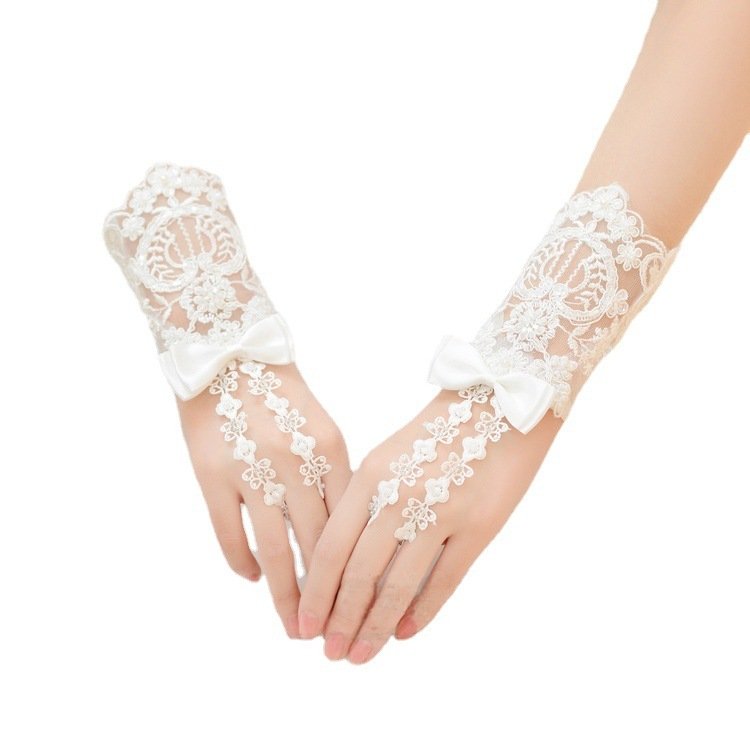 Bridal Bead Short Wedding Glove Accessories - Image 3