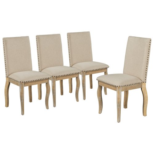4 Wooden Cushioned Dining Chairs - Image 9