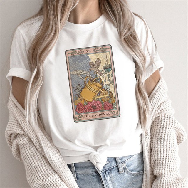 Fashion Tarot Women Print T-shirts Female Cartoon Tops - Image 8