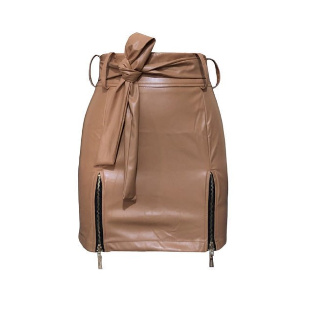 Women Bandage PU Leather Skirt Ladies Short Mini Skirts - Image 2