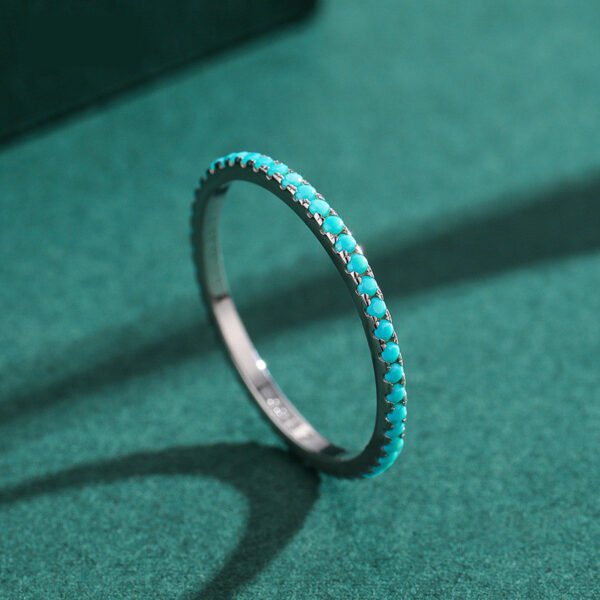 S925 Sterling Silver Turquoise Ring Female Fine Ring Jewelry Silver Jewelry - Image 3