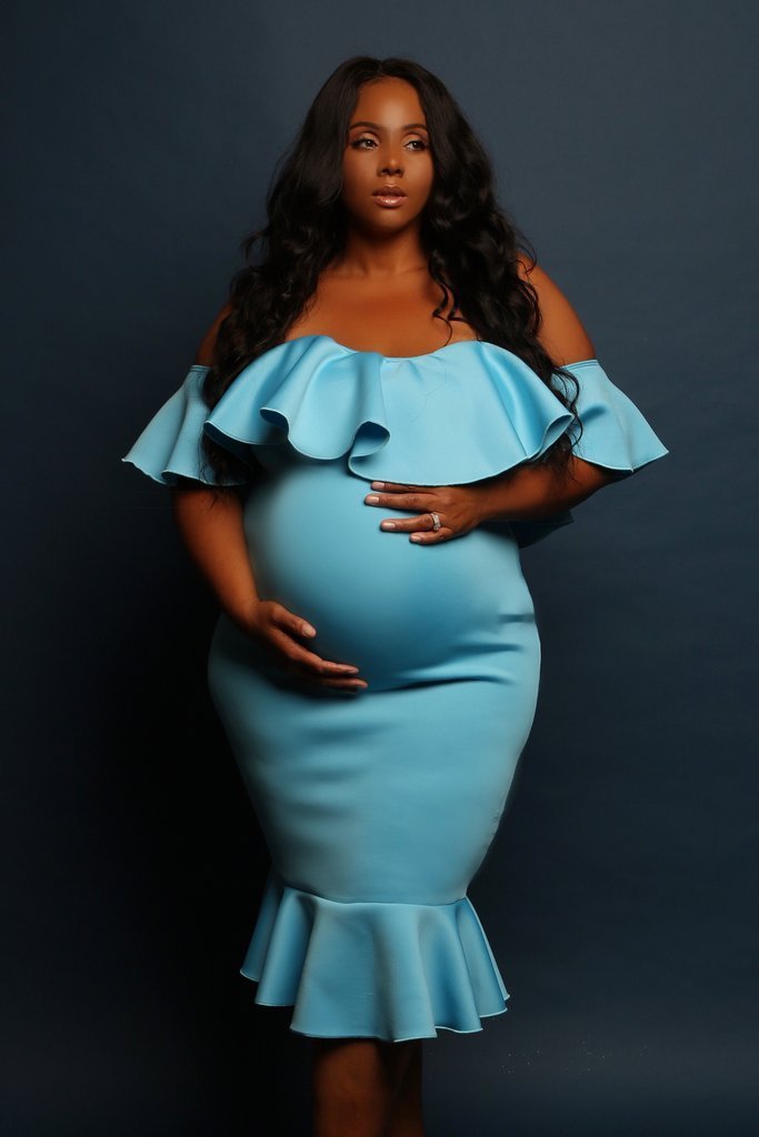 Women Elastic Pregnant Women Ruffles Dress - Image 10