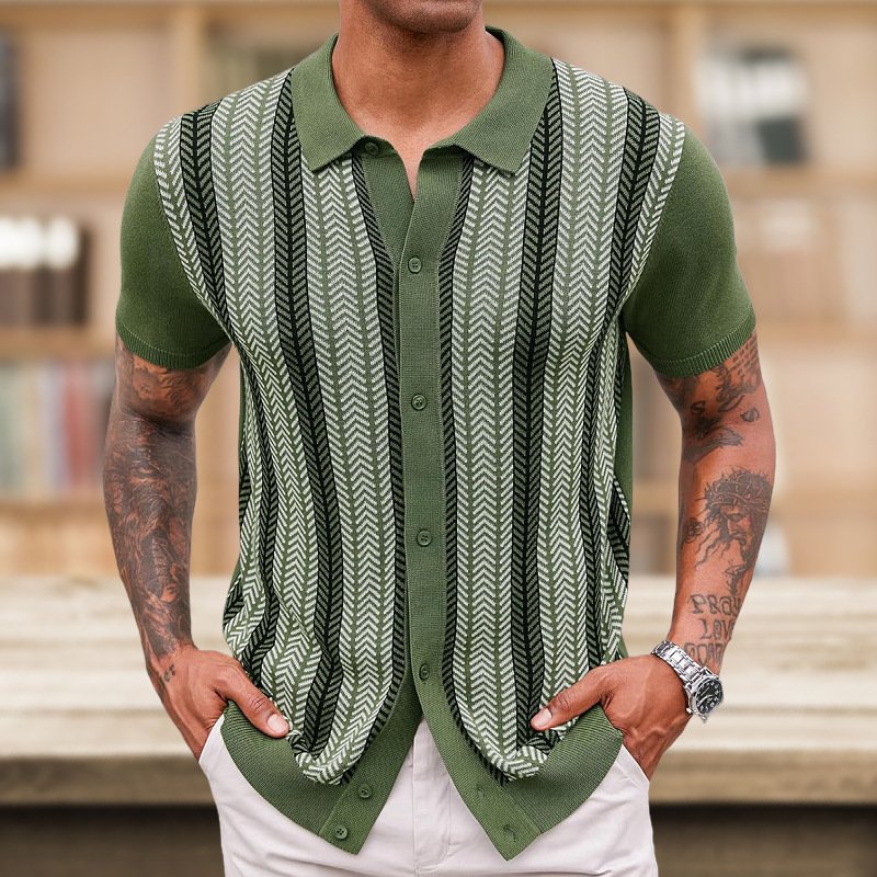 Men's Casual Striped Jacquard Sweater - Image 5