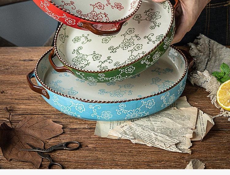 Japanese -style Cherry Blossom Hand -painted Ceramic Baking Sheet - Image 3