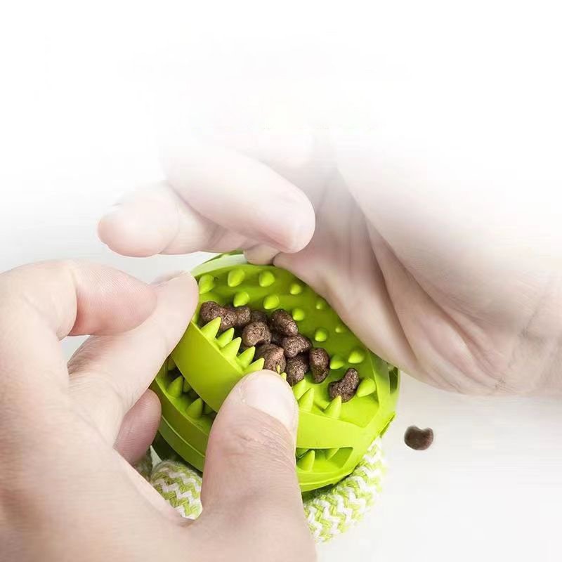 Dog Toys Treat Balls Interactive Hemp Rope Rubber Leaking Balls For Small Dogs Chewing Bite Resistant Toys Pet Tooth Cleaning Bite Resistant Toy Ball For Pet Dogs Puppy - Image 7