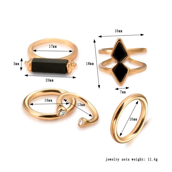 Fashion Joint Ring Set Electroplating 18K Gem Jewelry - Image 4