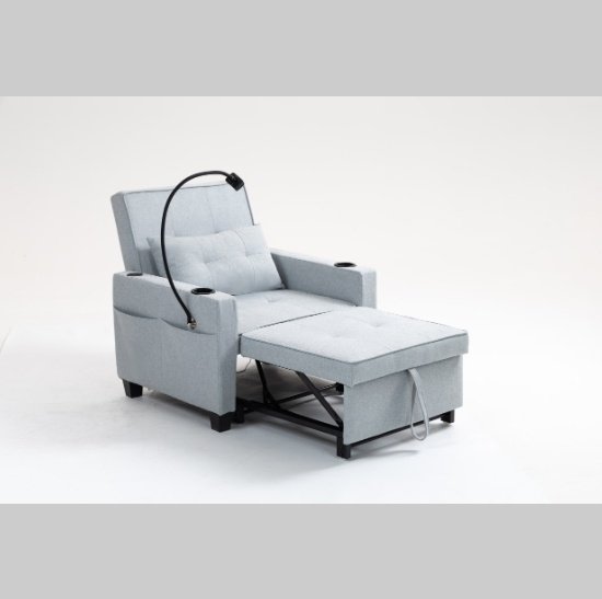 Futon Chair Bed Convertible Chair 3-in-1 Pull Out Sleeper Chair Beds With USB Ports,Wear-resistant And Anti-scratch, Armchair Bed Sleeper For Living Room,Grey. - Image 10