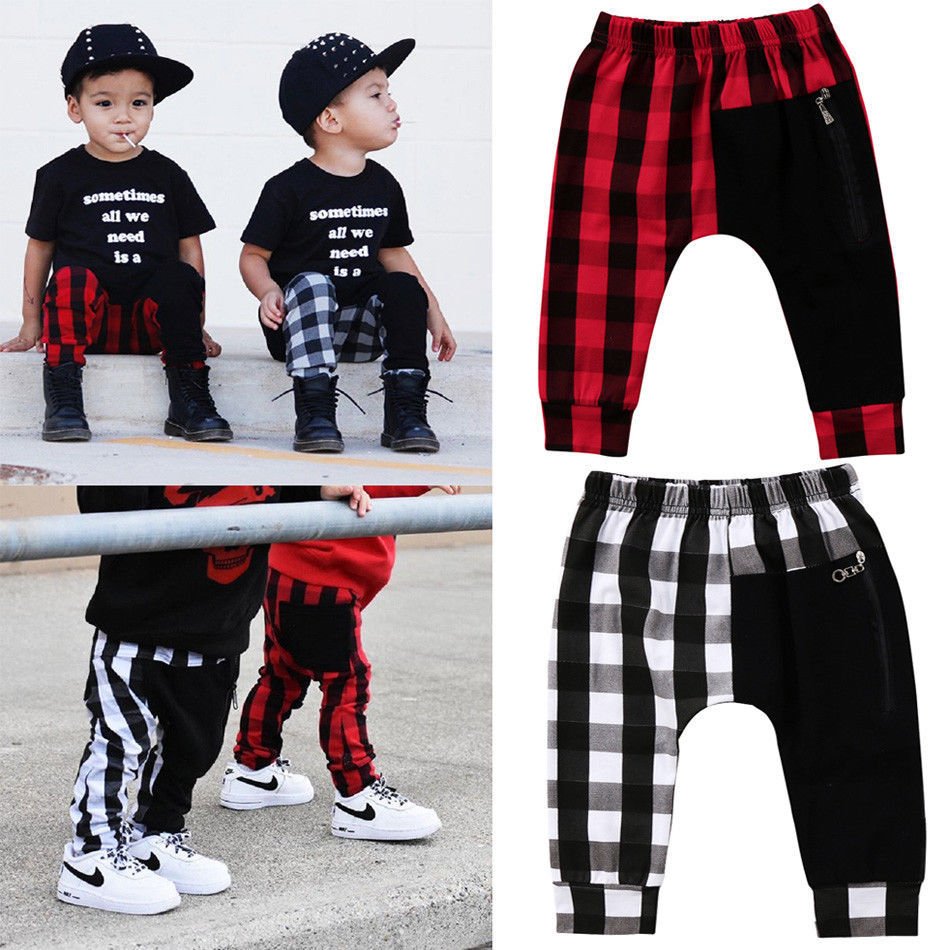 Pudcoco Boy Pants 1Y-6Y Fashion Toddler Kids Boys Plaid Bottom Pants Panty Harem Pants Trousers Casual - Image 3