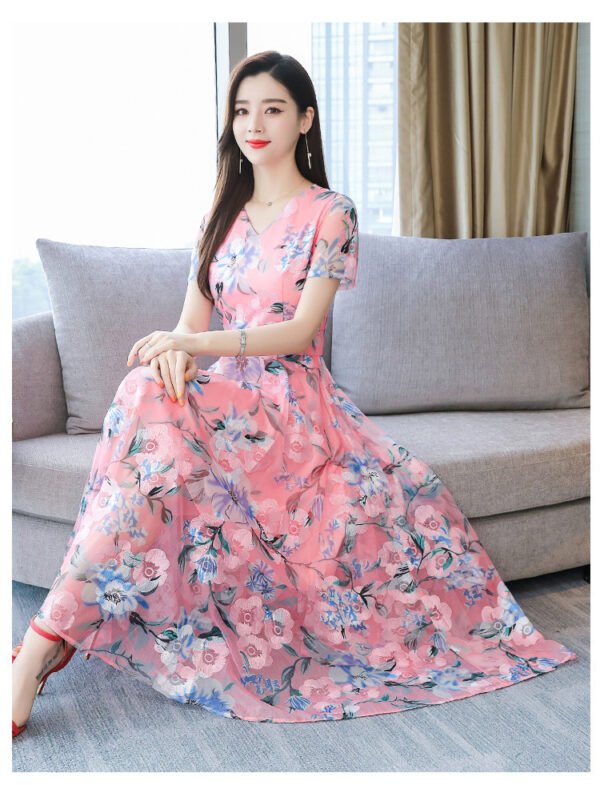 Floral Long Skirt Plus Size Women's Printed Dress - Image 6