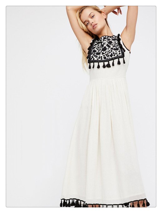 Bohemian Embroidered Floral Fringe Sleeveless Vest Dress - Image 8
