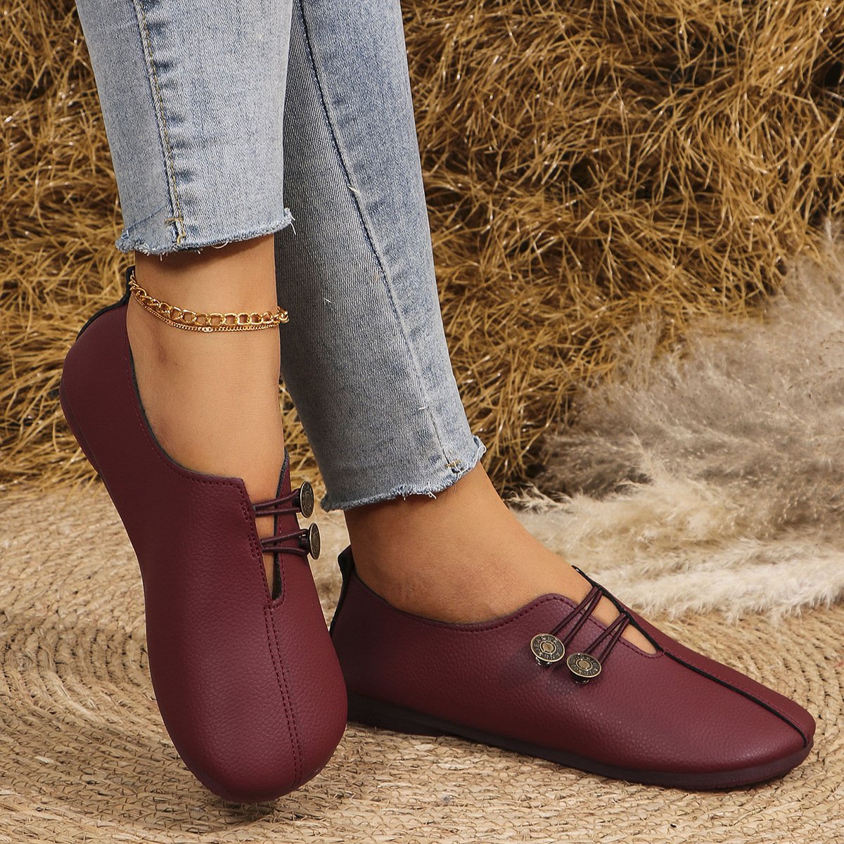 Ins Square Toe Slip-on Sandals Summer Fashion Soft Flat Shoes For Women - Image 5