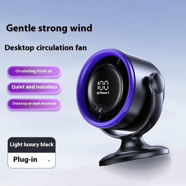 Desktop Clip Fan Digital Display Screen Wall-mounted Usb Rechargeable - Image 3