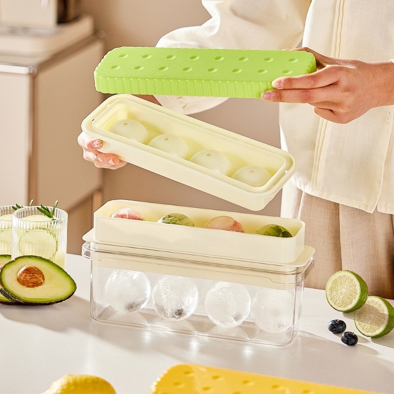 Round Ice Cube Mold Press Ice Tray Household Ice Maker