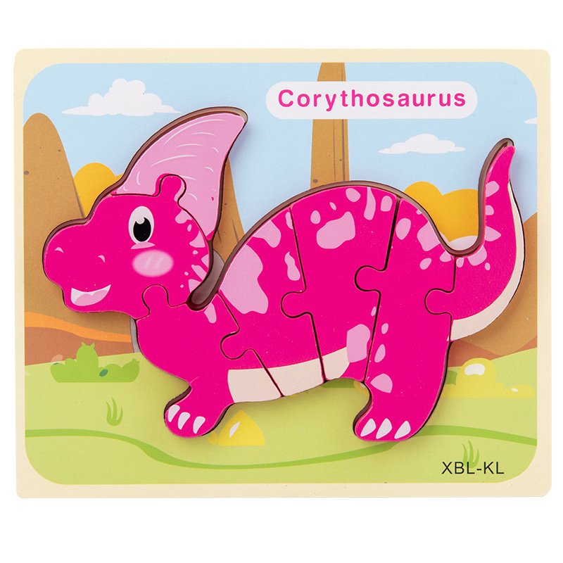 Baby Wooden Cartoon Dinosaur 3D Puzzle Jigsaw for Kids Montessori Early Learning Educational Puzzle Toys - Image 5