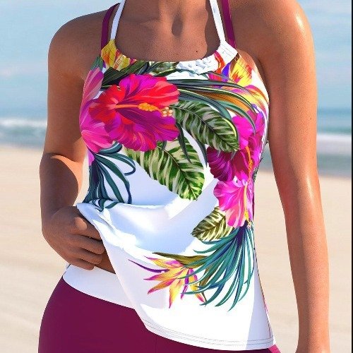 Ladies New Large Flower Split Women's Swimsuit - Image 2