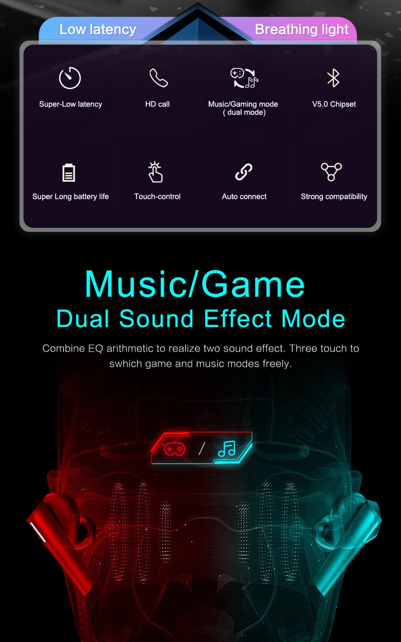 Wireless Gaming Bluetooth Headset Low Latency Luminous Gaming Headset - Image 6