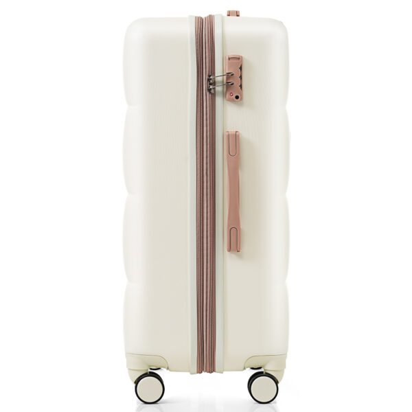 4-piece Suitcase Set With USB Port, Expandable ABS Durable Suitcase With Travel Bag, Cup Holder, With Spinner Wheels, Beige - Image 9