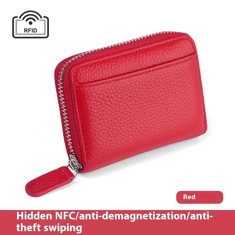 2024 RFID Genuine Leather Card Wallet Men Women Purse With Coin Pocket Zipper Credit Card Holder Small Wallets Bags - Image 6