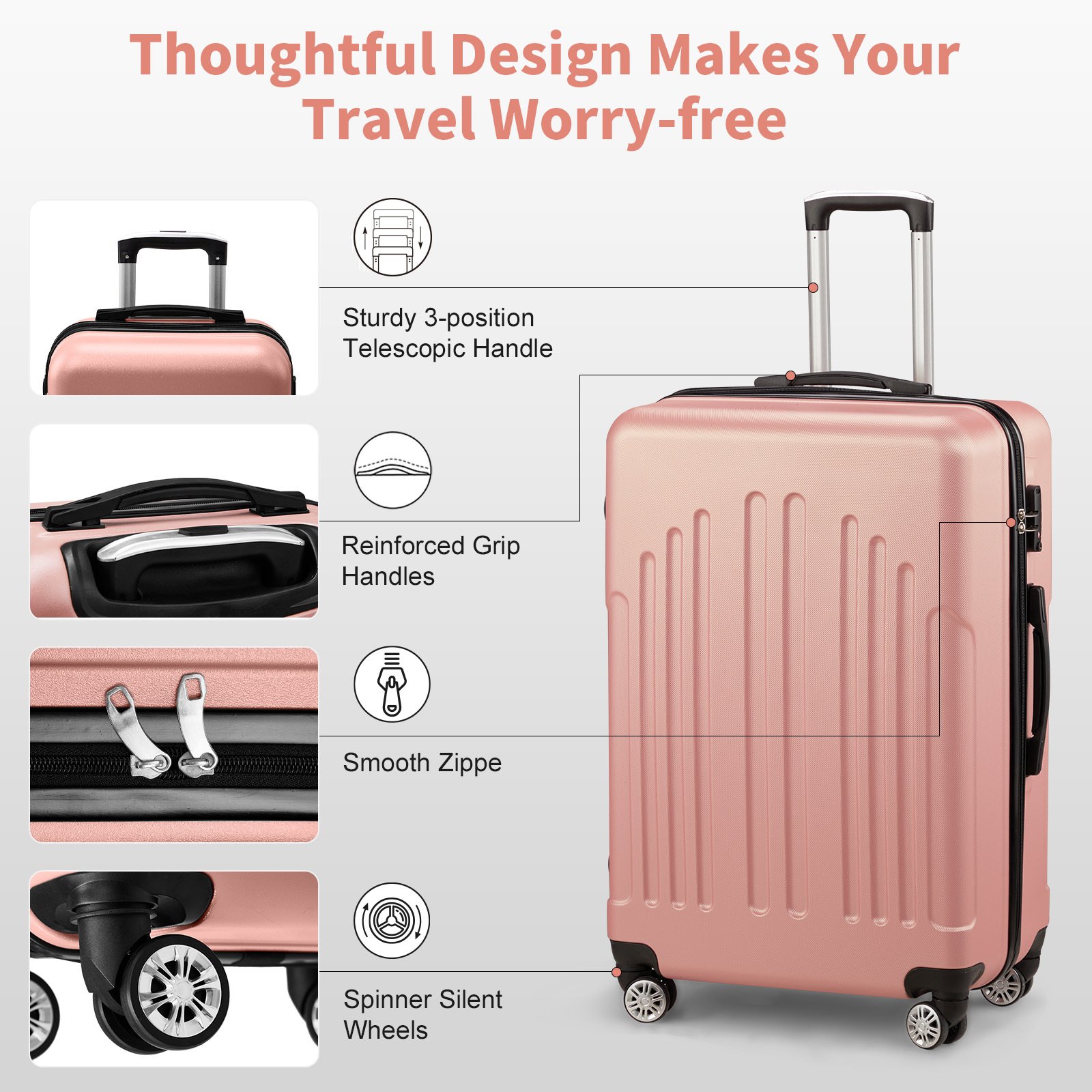 Three In One ABS PC Suitcase 20in 24in 28in Suitcase - Image 6