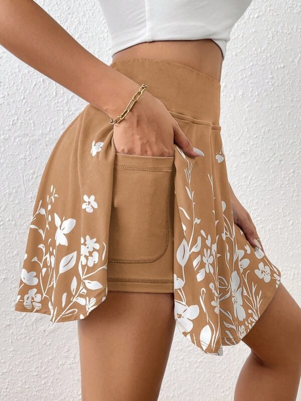 Pocket Minimalist Flower Printed Shorts With Pockets Shorts Inside Out Back To School Outfits - Image 2