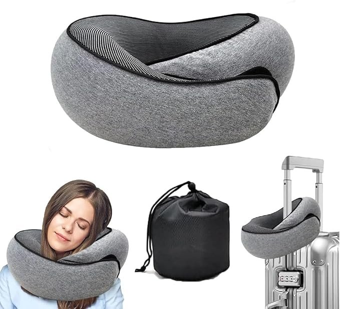 Soft Memory Foam Travel Neck Pillow U Shape Adjustable Support Comfortably Sleeping On Plane Car Office Noon Break