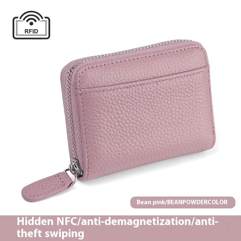 2024 RFID Genuine Leather Card Wallet Men Women Purse With Coin Pocket Zipper Credit Card Holder Small Wallets Bags - Image 2