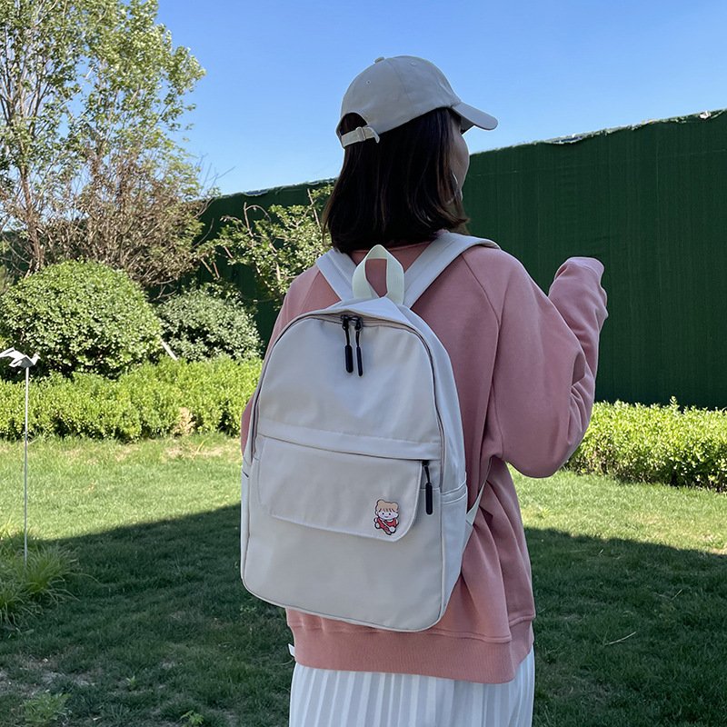 Nylon Zipper Backpacks Women Pure Color Students School Bags - Image 7