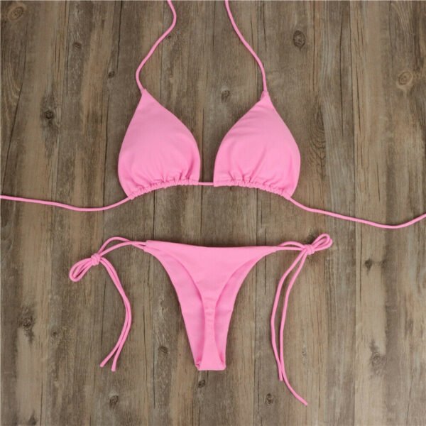 Halter Neck Tie Bikini Ladies Split Tie Swimsuit - Image 6