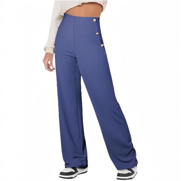 Women's Casual Straight Pants High Waist Button - Image 9