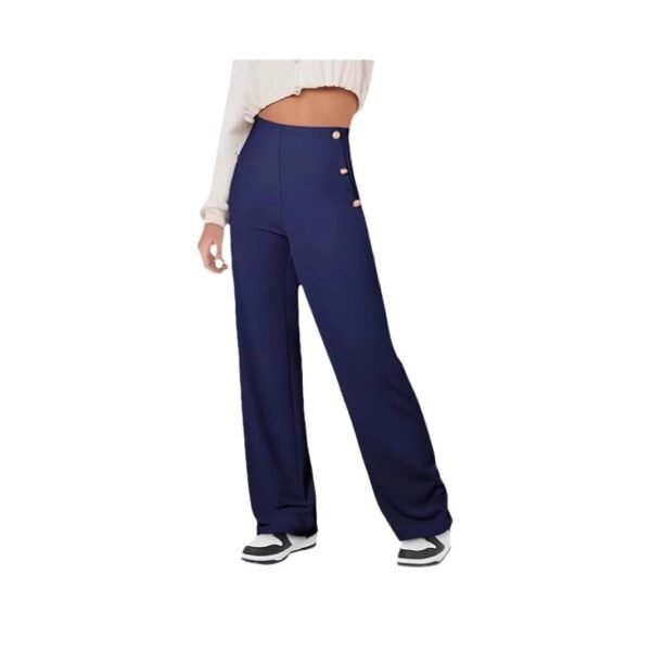 Women's Casual Straight Pants High Waist Button - Image 7