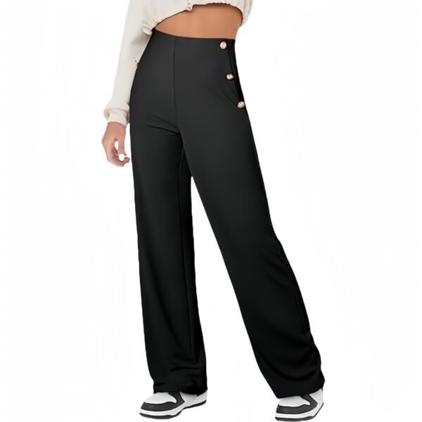 Women's Casual Straight Pants High Waist Button - Image 10