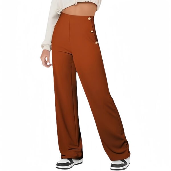Women's Casual Straight Pants High Waist Button - Image 8