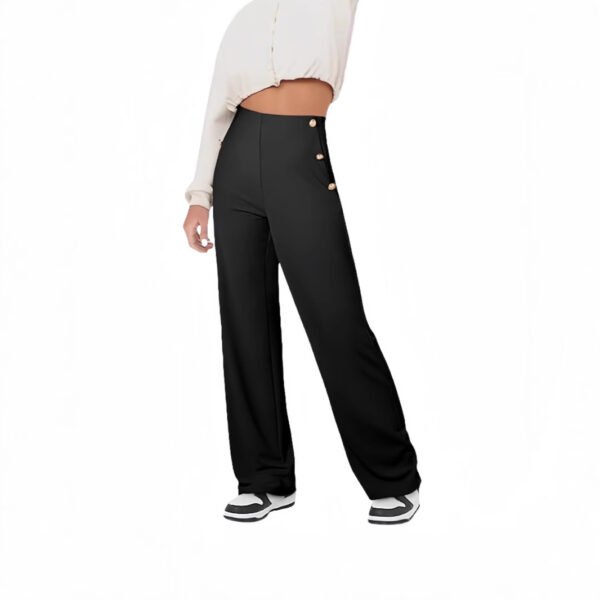 Women's Casual Straight Pants High Waist Button - Image 6
