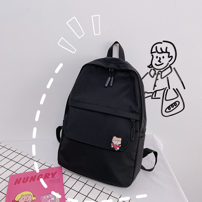 Nylon Zipper Backpacks Women Pure Color Students School Bags - Image 3