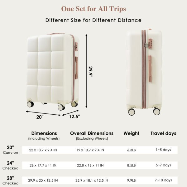 4-piece Suitcase Set With USB Port, Expandable ABS Durable Suitcase With Travel Bag, Cup Holder, With Spinner Wheels, Beige - Image 2