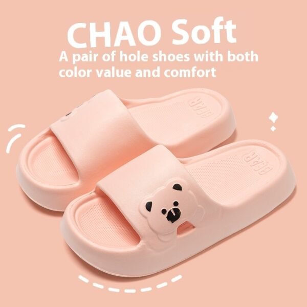 Cute Bear Home Slippers Summer Fashion Thick Bottom Non-slip Bathroom Slipper Women Men Couples Shoes - Image 4