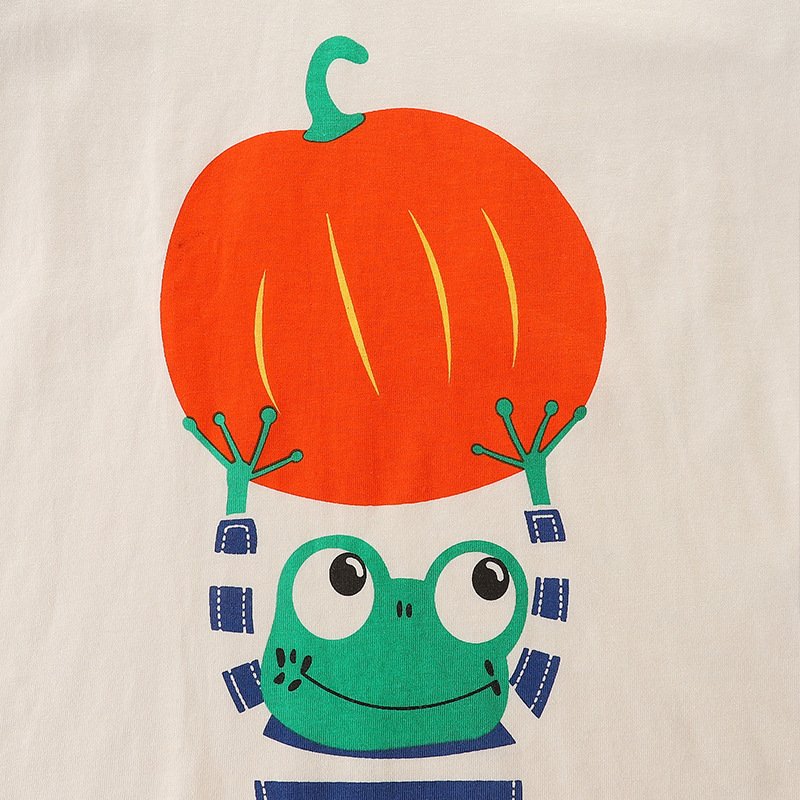 European And American Round Neck T-shirt Autumn Cartoon Halloween Pumpkin Print - Image 4