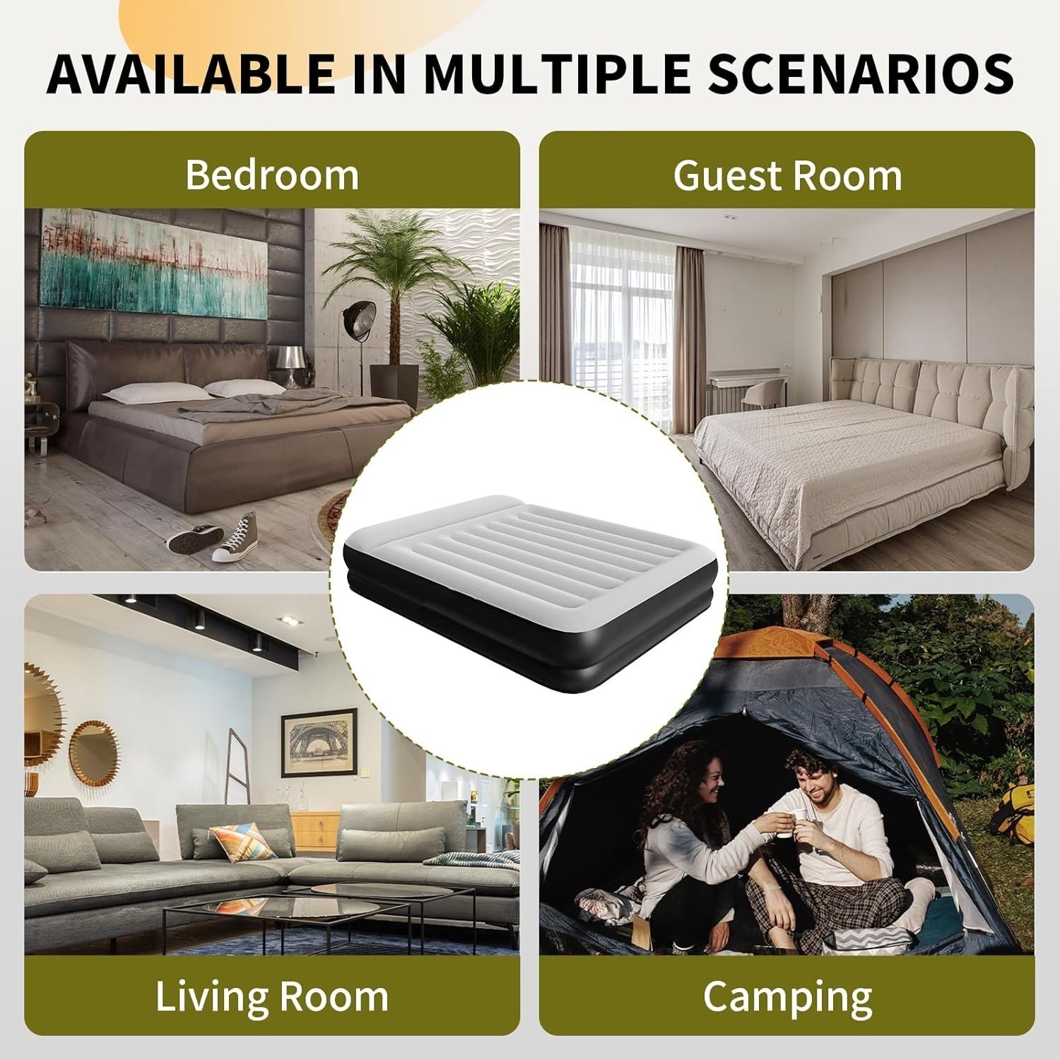 16Inches Queen Size Premium Air Mattress With For Home Camping Guest-Room Inflatable Airbed Blow Up Mattress - Image 4