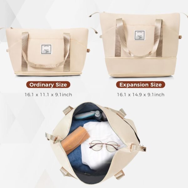 4-piece Suitcase Set With USB Port, Expandable ABS Durable Suitcase With Travel Bag, Cup Holder, With Spinner Wheels, Beige - Image 4