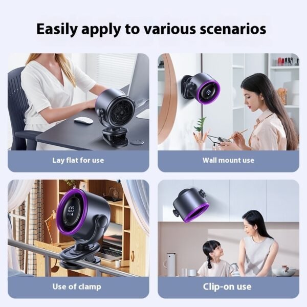 Desktop Clip Fan Digital Display Screen Wall-mounted Usb Rechargeable - Image 5