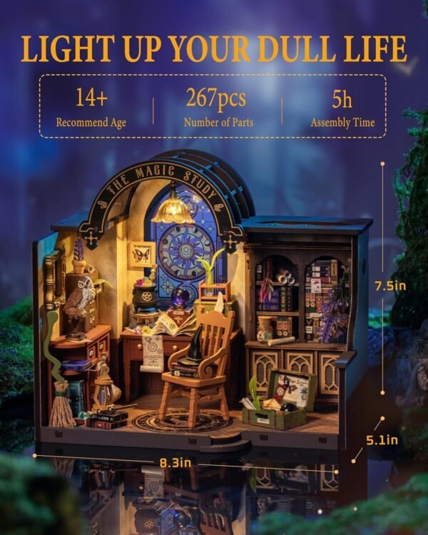ROBOTIME DIY Miniature House Kit Magic Study Craft Model Kits DG166 - Image 2
