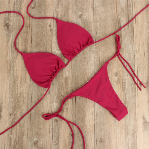 Halter Neck Tie Bikini Ladies Split Tie Swimsuit - Image 5