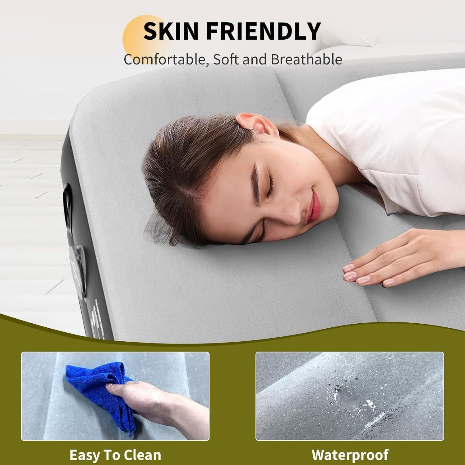 16Inches Queen Size Premium Air Mattress With For Home Camping Guest-Room Inflatable Airbed Blow Up Mattress - Image 3