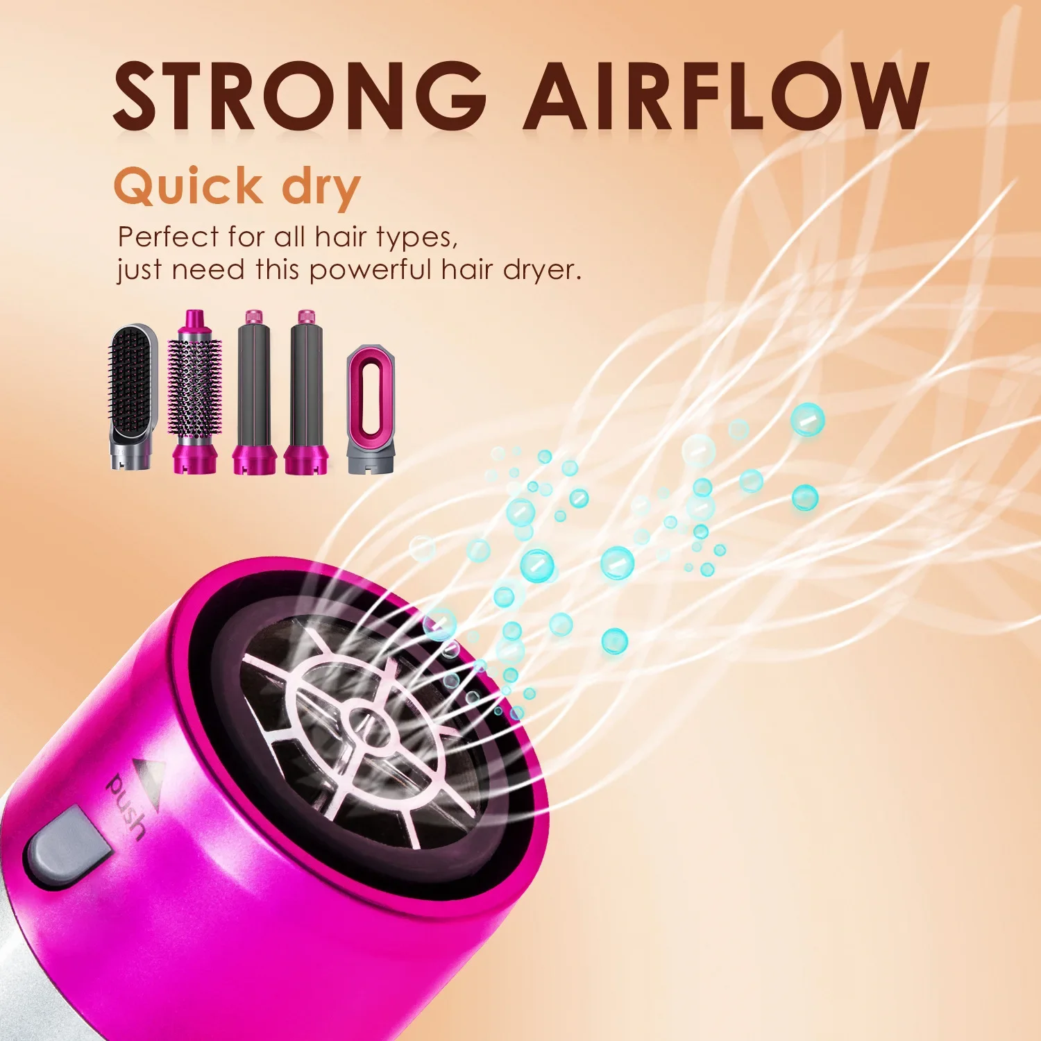 Hair Dryer 5-In-1 Electric Hair Comb Negative Ion Straight Curler Brush Blow Dryer Air Comb Removable Brush Kit Tool - Image 3